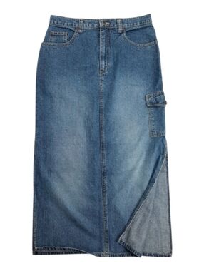 Bailey's Point Y2K Denim Cargo Maxi Blue Jean Skirt SZ 10